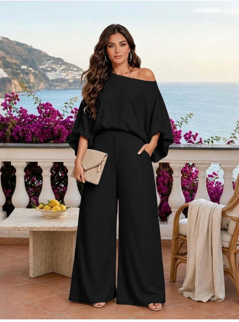 HWP Women's 2-Piece Outfit Black Size Small K9309-black-S-YY - New
